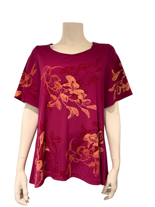 Top Handbedrukt Pink