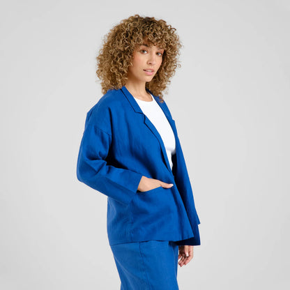 Loose Blazer Tanto Linen Limoges Blue