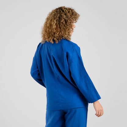 Loose Blazer Tanto Linen Limoges Blue