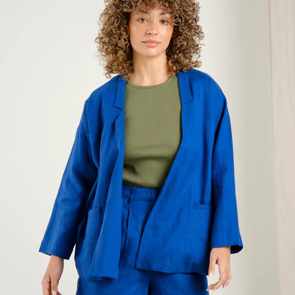 Loose Blazer Tanto Linen Limoges Blue