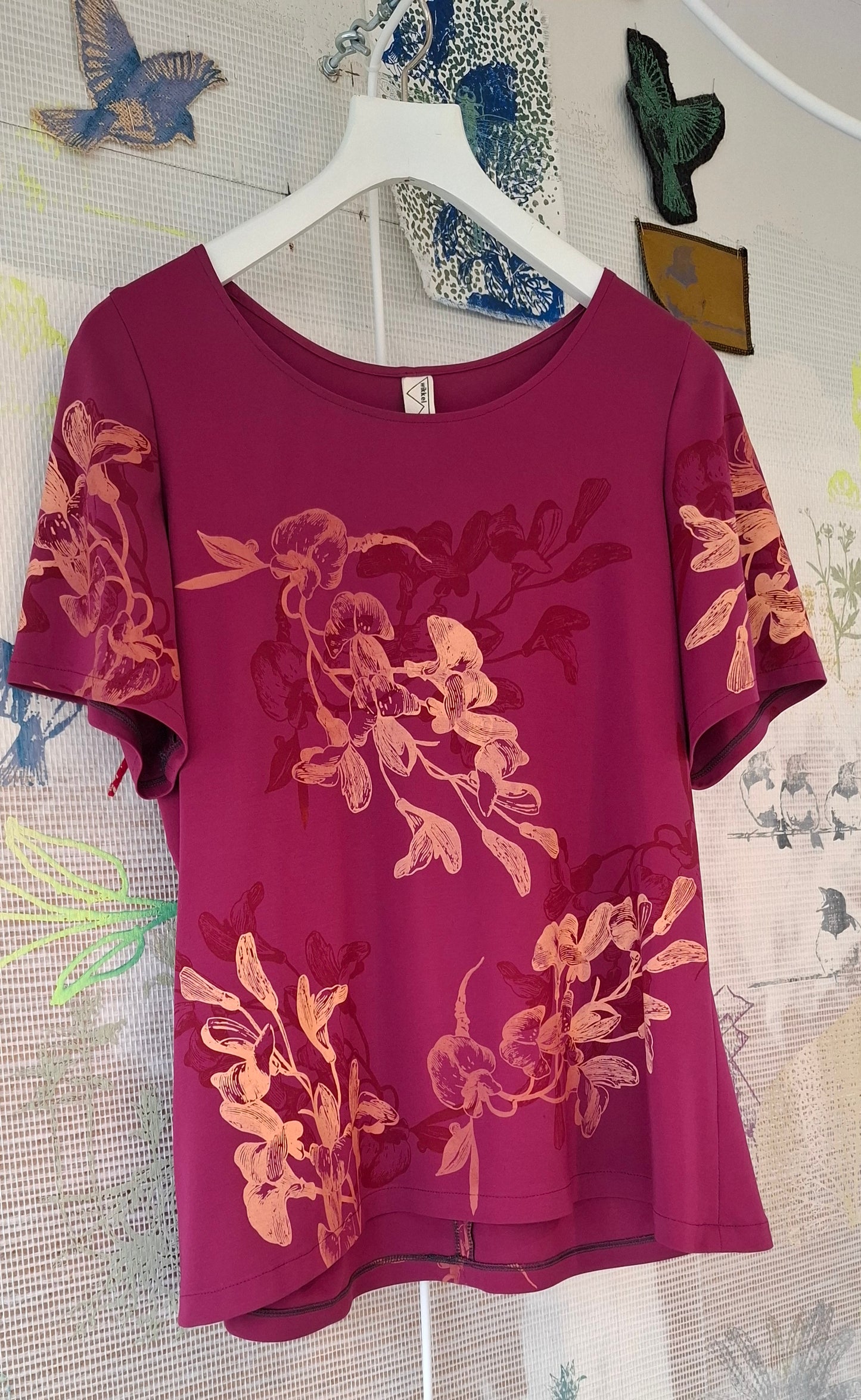 Top Handbedrukt Pink