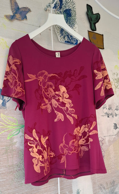 Top Handbedrukt Pink