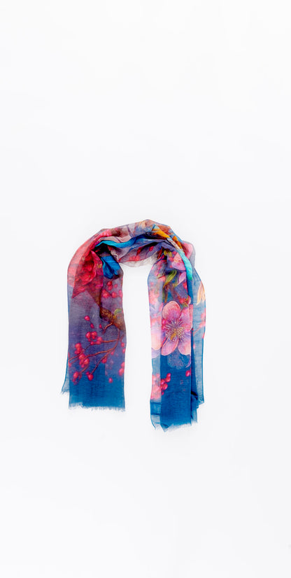 SCARF Linnen/Cotton Singing Bird