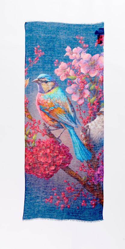 SCARF Linnen/Cotton Singing Bird