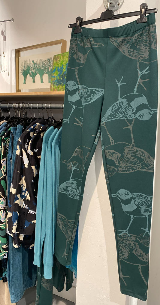 Tricot Print broek groen vogel