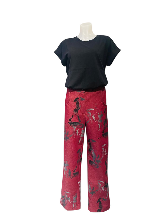 Broek Aubergine Print
